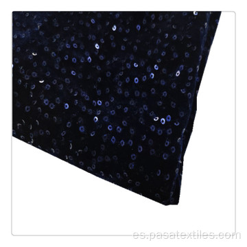 Lentejuela azul marino 3mm Velvet Spandex DHL Tela de entrega rápida